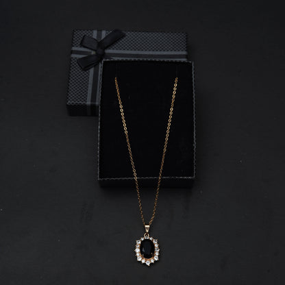 Golden Black Stone Necklace - 2