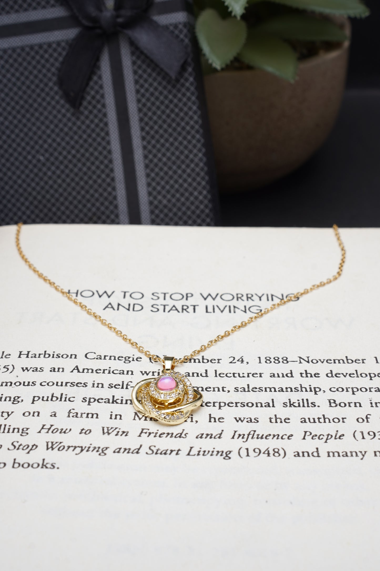 Golden Pink Pearl Necklace - 6