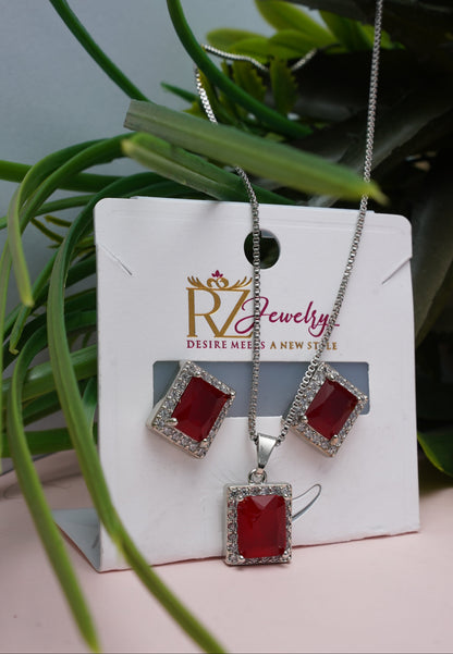 Red Stone Locket Set - 6