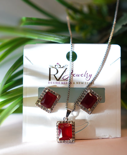 Red Stone Locket Set - 6